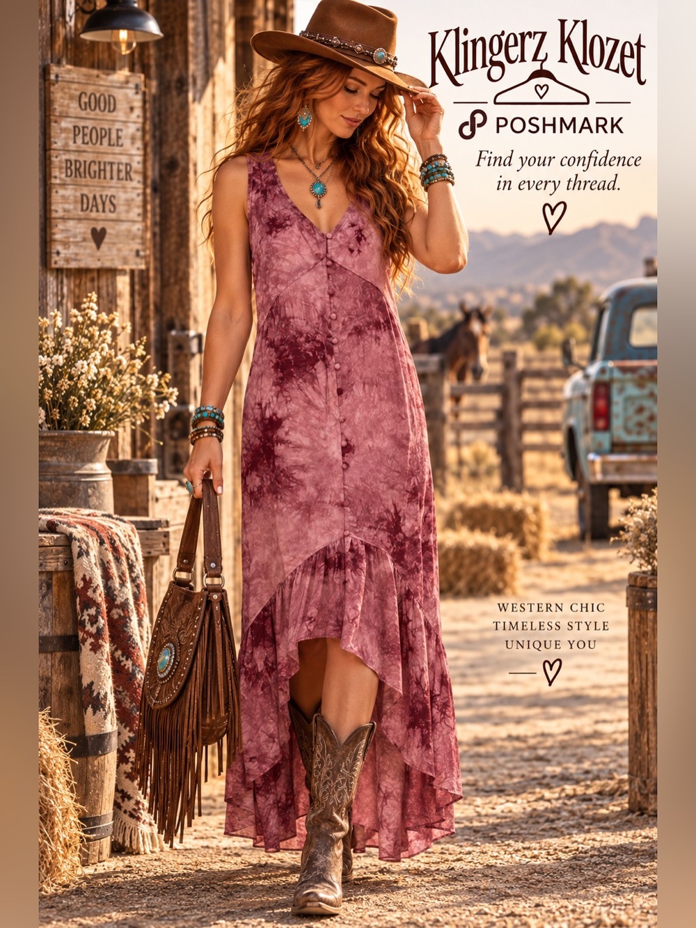 Lovestitch NWT Mauve Tie Dye High Low Button Front Boho Maxi Dress L